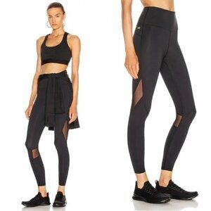 ALALA Captain Ankle Leggings Black Mesh Detail Women’s Size Small Cropped